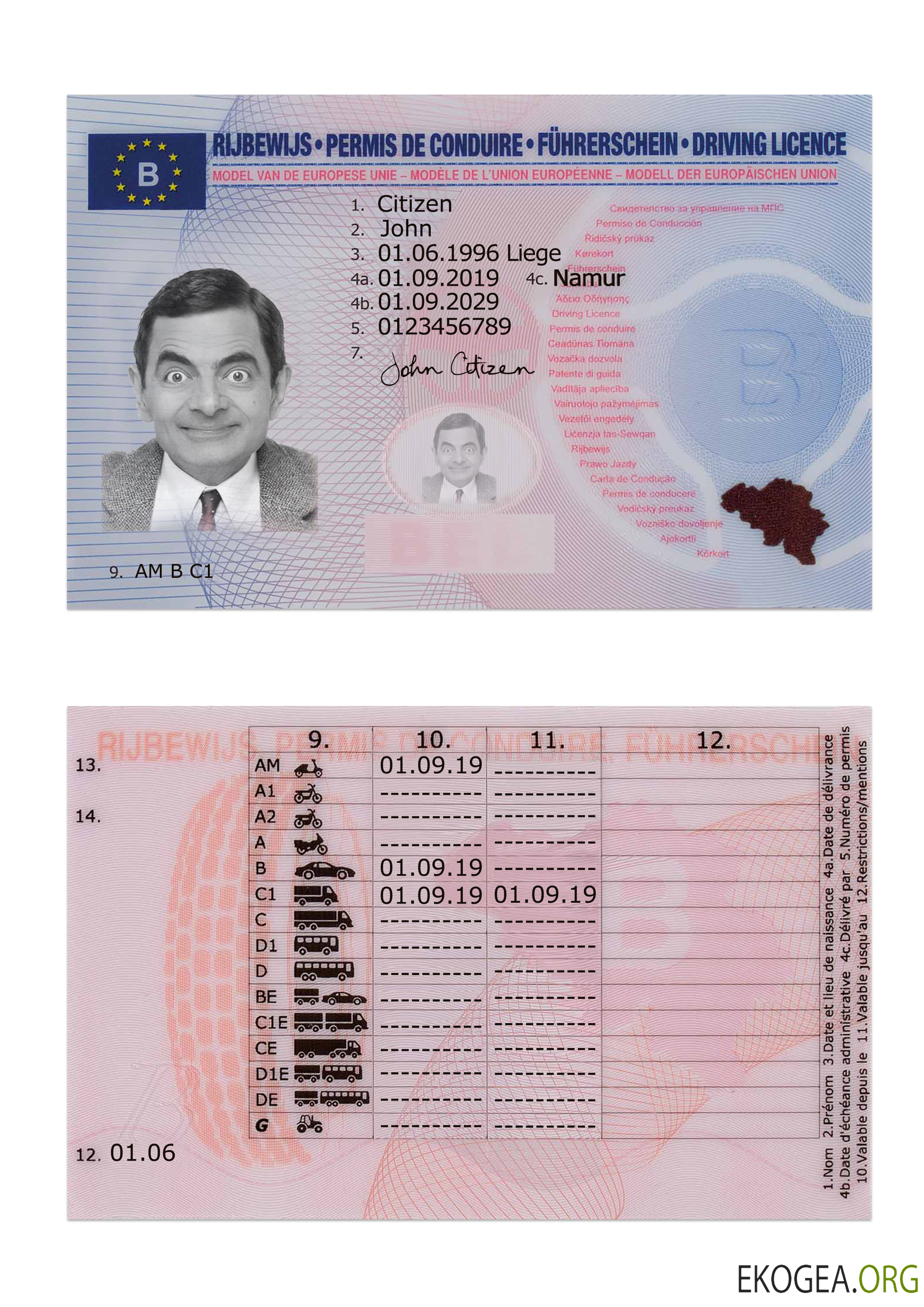 Belgium driving license 2019 present
